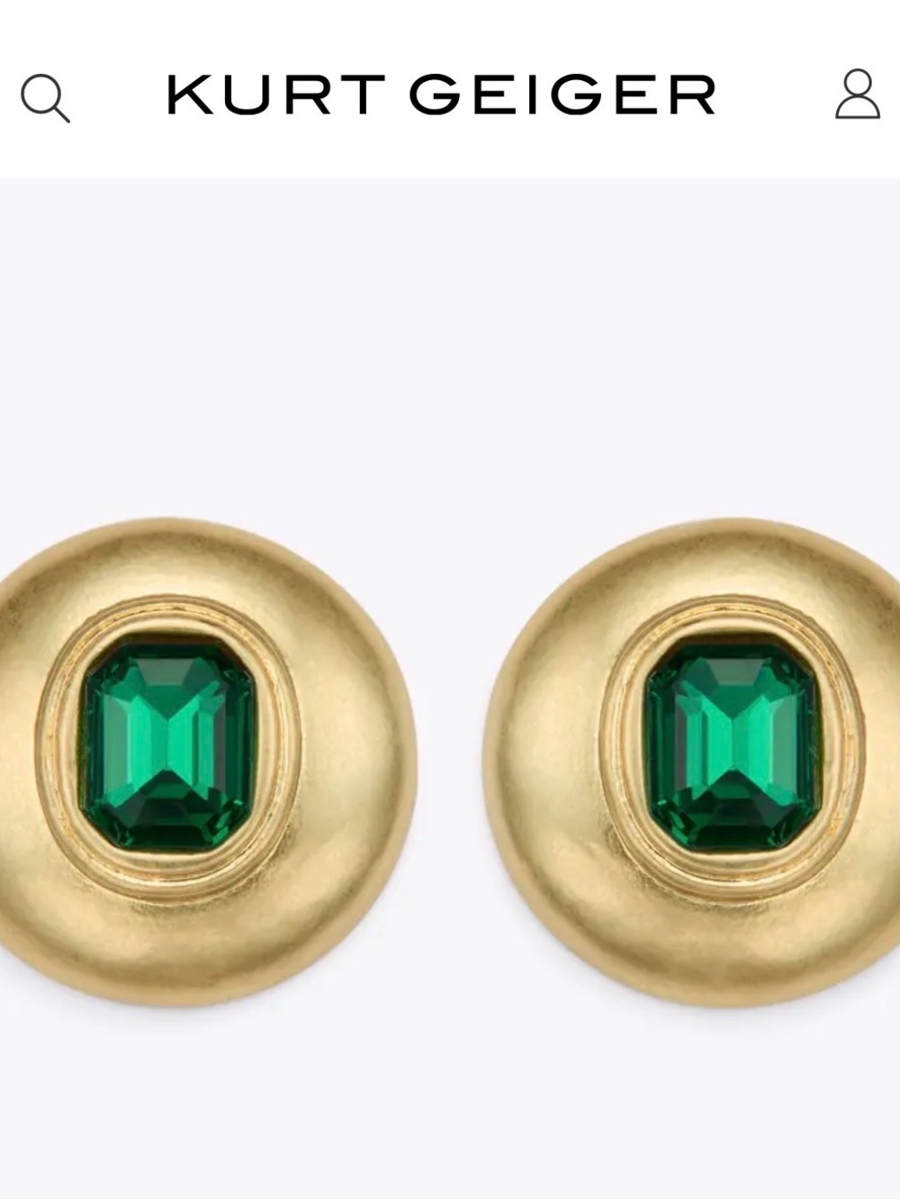 Kurt Geiger Gold-Tone Earrings with Emerald Green Gem